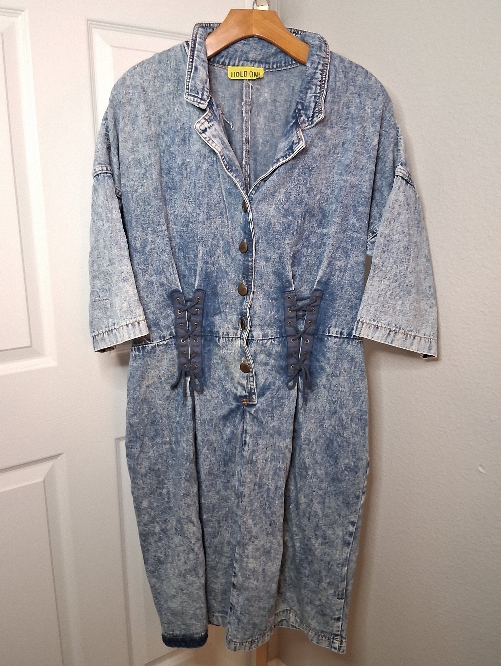 Vintage 80s Acid Wash Denim Dress By Hold On
